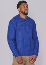 Classic Aran Wool Jumper - Sapphire | Made from British Wool | 23 Foxes - Knitwear
