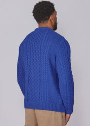Classic Aran Wool Jumper - Sapphire | Made from British Wool | 23 Foxes - Knitwear