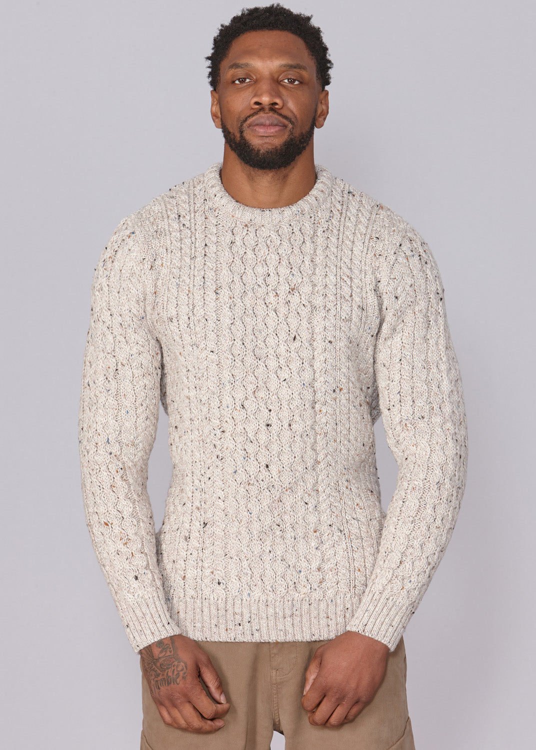 Classic Aran Wool Jumper - Beige Twist | Made from British Wool | 23 Foxes - Knitwear