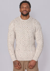 Classic Aran Wool Jumper - Beige Twist | Made from British Wool | 23 Foxes - Knitwear