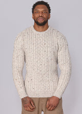 Classic Aran Wool Jumper - Beige Twist | Made from British Wool | 23 Foxes - Knitwear