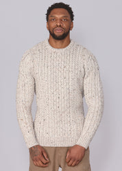 Classic Aran Wool Jumper - Beige Twist | Made from British Wool | 23 Foxes - Knitwear