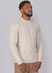 Classic Aran Wool Jumper - Beige Twist | Made from British Wool | 23 Foxes - Knitwear