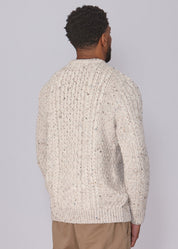 Classic Aran Wool Jumper - Beige Twist | Made from British Wool | 23 Foxes - Knitwear