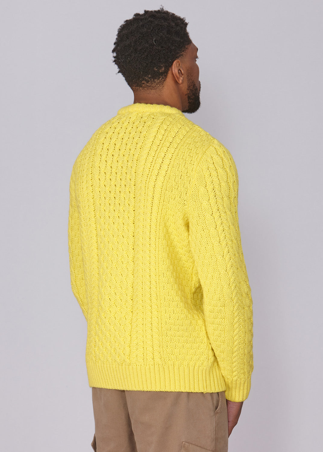 Classic Aran Wool Jumper - Yellow | Made from British Wool