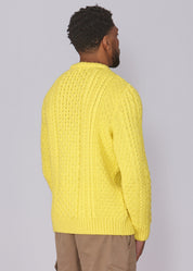 Classic Aran Wool Jumper - Yellow | Made from British Wool