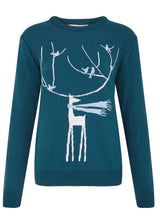 A Windy Day Womens Eco Christmas Jumper - Teal