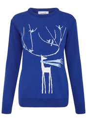 A Windy Day Womens Eco Christmas Jumper - Blue