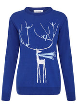 A Windy Day Womens Eco Christmas Jumper - Blue