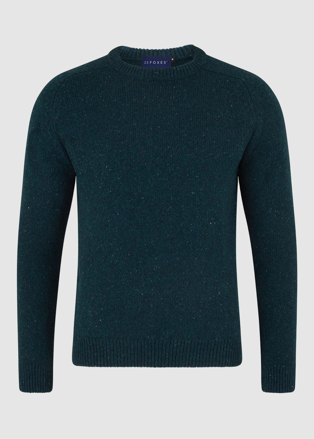 Men’s 100% Wool Crew Neck Jumper – Two-Tone Saddle Shoulder - Green