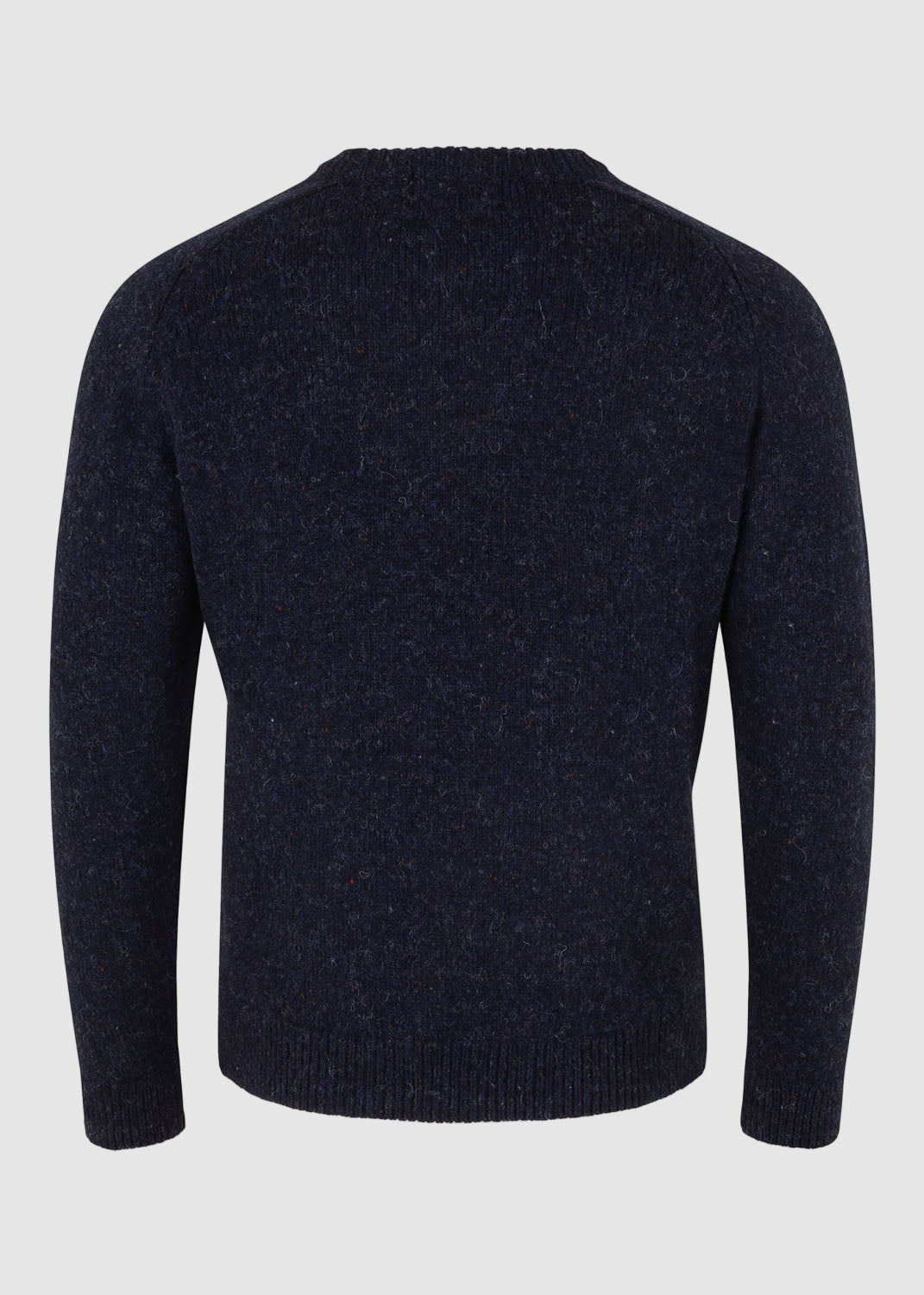 Men’s 100% Wool Crew Neck Jumper – Two-Tone Saddle Shoulder - Navy