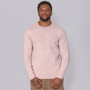 Shetland Wool Mens Crew Neck Jumper - Pink