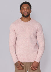 Shetland Wool Mens Crew Neck Jumper - Pink