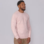 Shetland Wool Mens Crew Neck Jumper - Pink