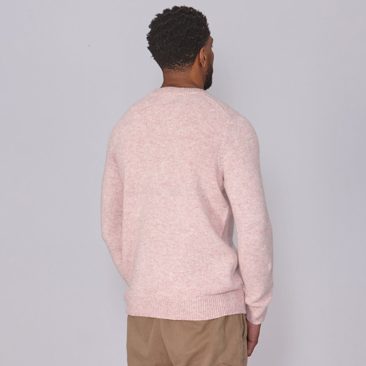 Shetland Wool Mens Crew Neck Jumper - Pink