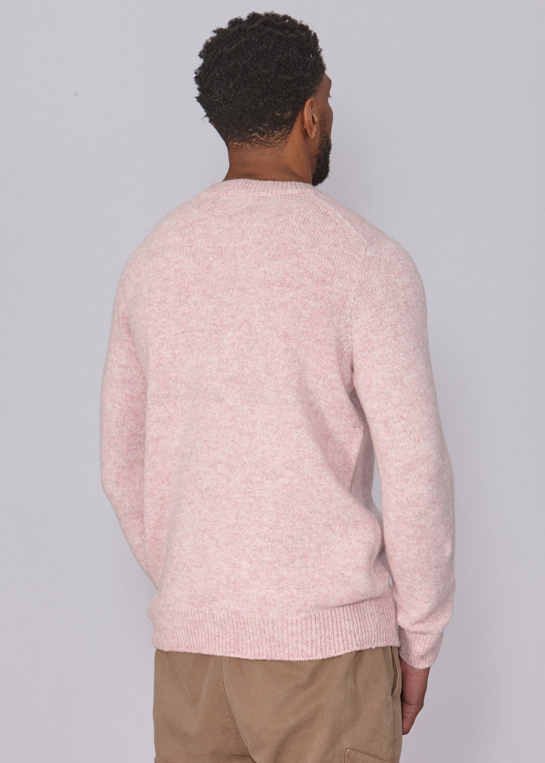 Shetland Wool Mens Crew Neck Jumper - Pink