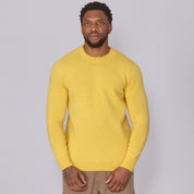Shetland Wool Mens Crew Neck Jumper - Yellow