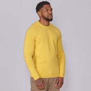 Shetland Wool Mens Crew Neck Jumper - Yellow