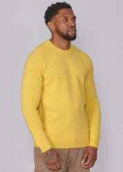 Shetland Wool Mens Crew Neck Jumper - Yellow
