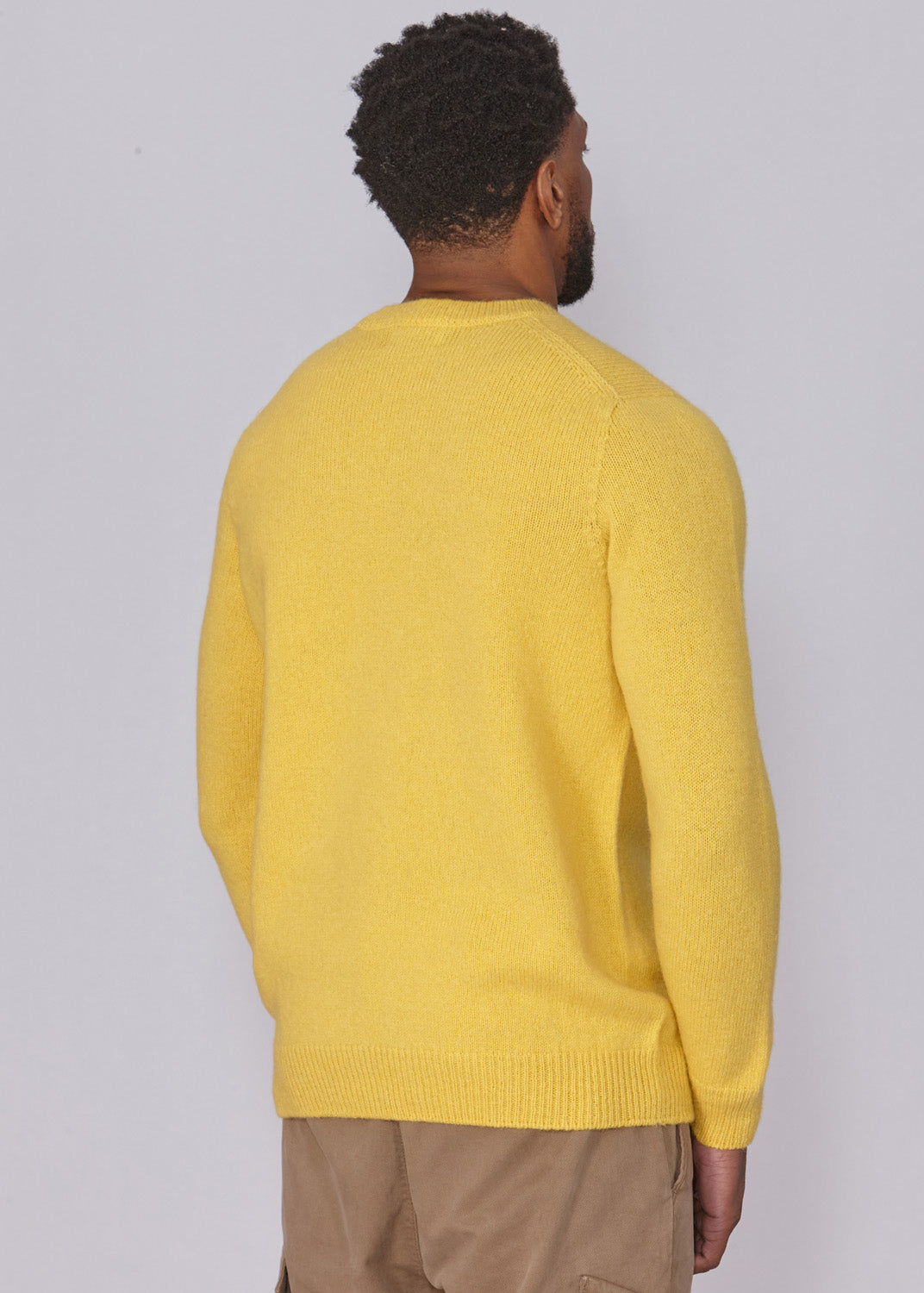 Shetland Wool Mens Crew Neck Jumper - Yellow
