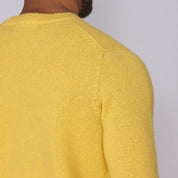 Shetland Wool Mens Crew Neck Jumper - Yellow