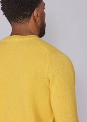 Shetland Wool Mens Crew Neck Jumper - Yellow