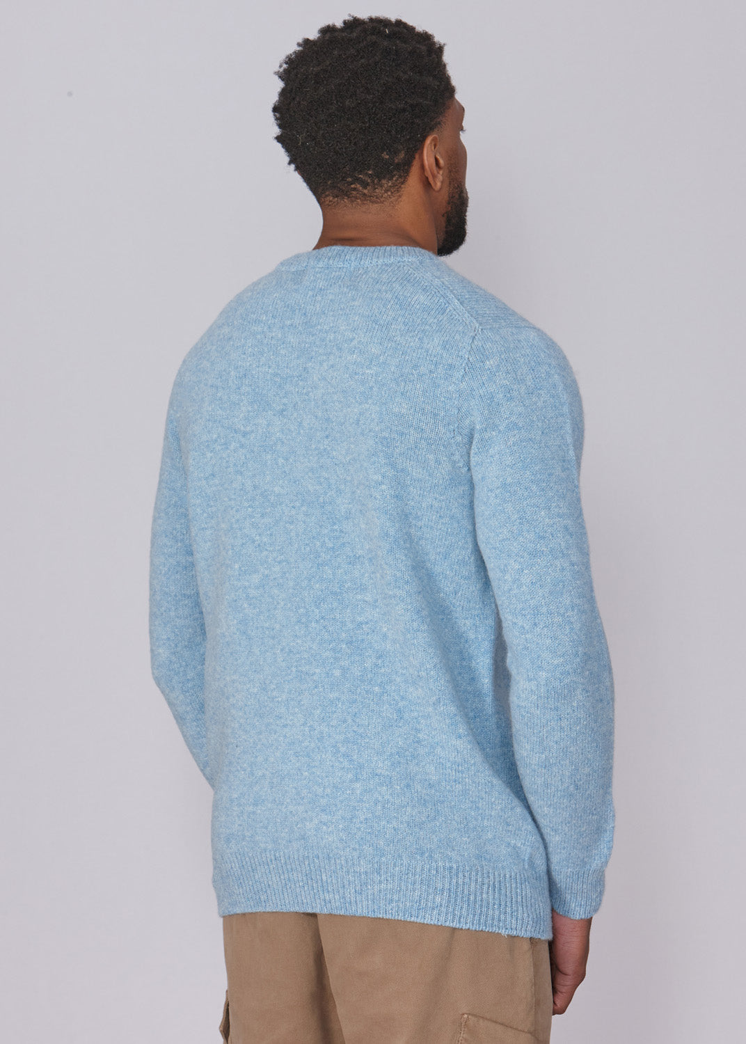 Shetland Wool Mens Crew Neck Jumper - Baby Blue
