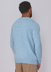 Shetland Wool Mens Crew Neck Jumper - Baby Blue