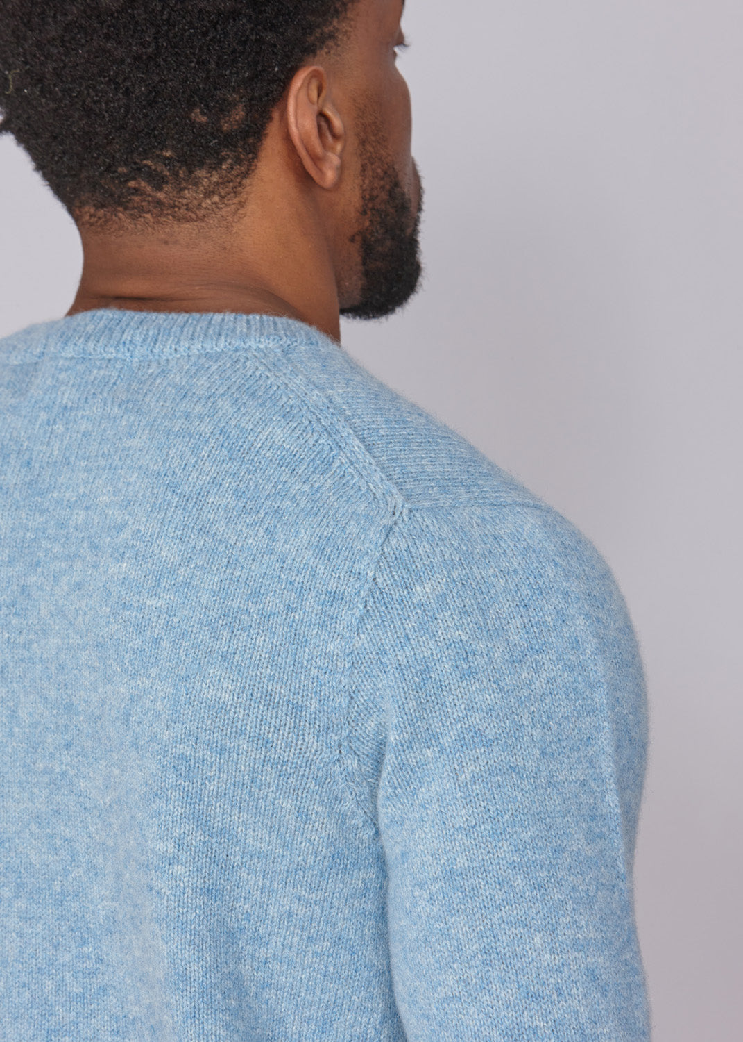 Shetland Wool Mens Crew Neck Jumper - Baby Blue