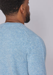 Shetland Wool Mens Crew Neck Jumper - Baby Blue