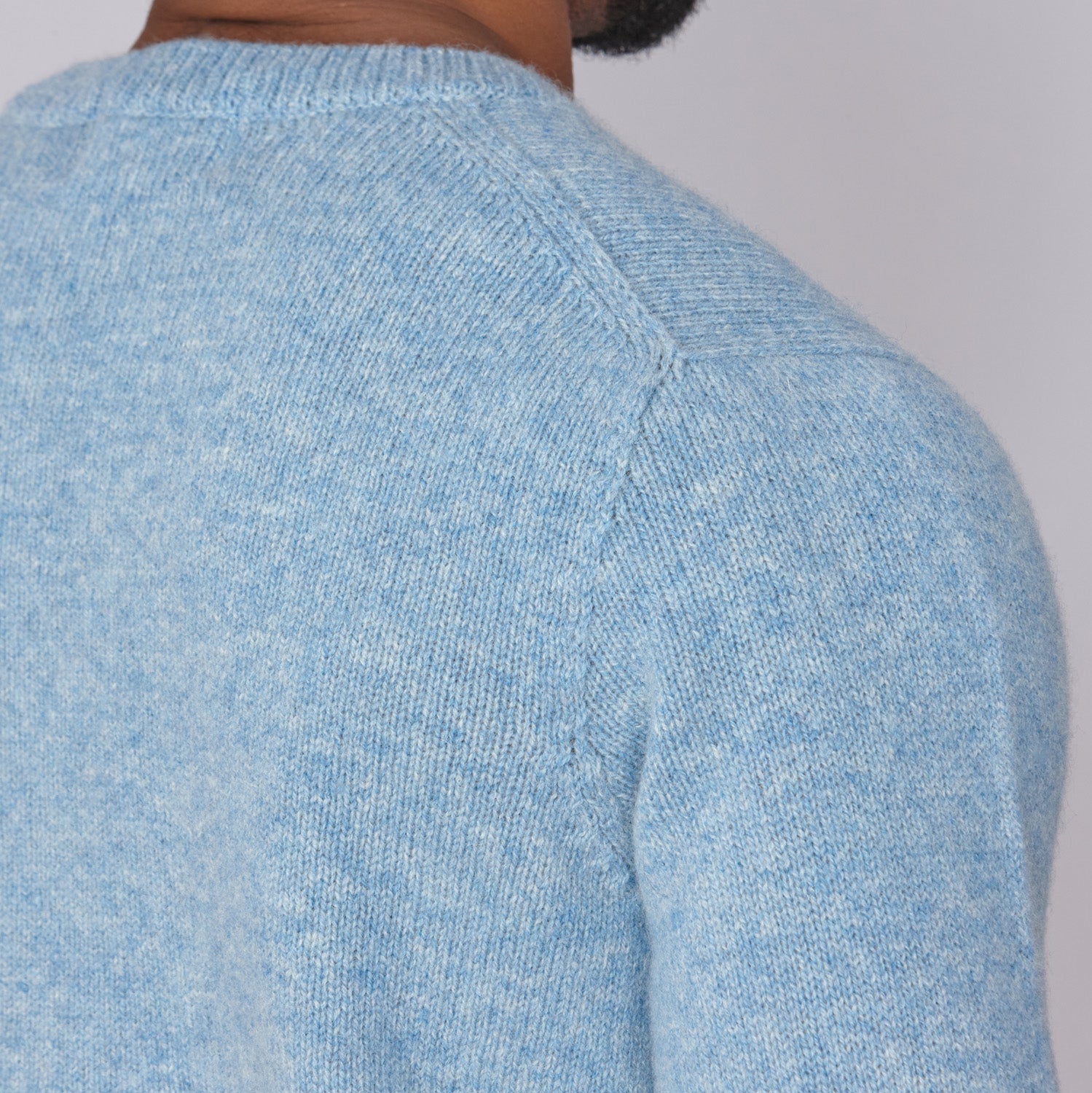 Shetland Wool Mens Crew Neck Jumper - Baby Blue