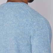 Shetland Wool Mens Crew Neck Jumper - Baby Blue