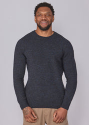 Shetland Wool Mens Crew Neck Jumper - Black