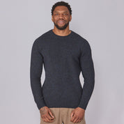 Shetland Wool Mens Crew Neck Jumper - Black