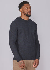 Shetland Wool Mens Crew Neck Jumper - Black