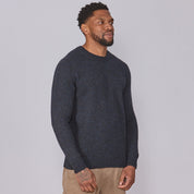 Shetland Wool Mens Crew Neck Jumper - Black