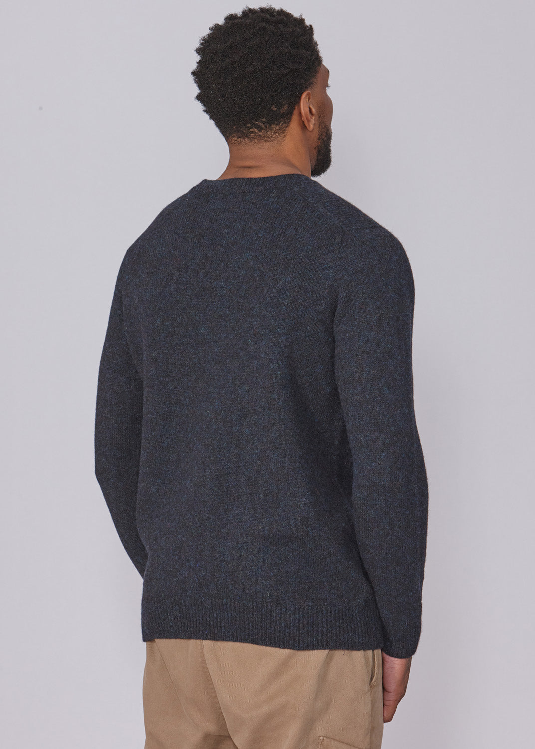 Shetland Wool Mens Crew Neck Jumper - Black