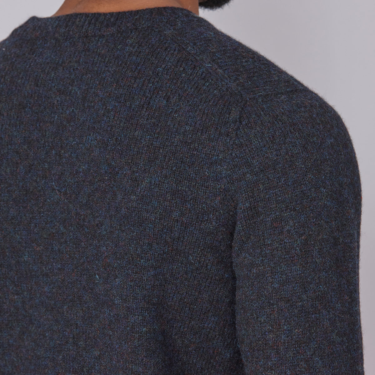 Shetland Wool Mens Crew Neck Jumper - Black