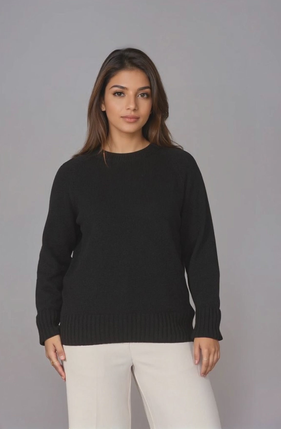Womens Eco-Cashmere Wool Jumper - Black