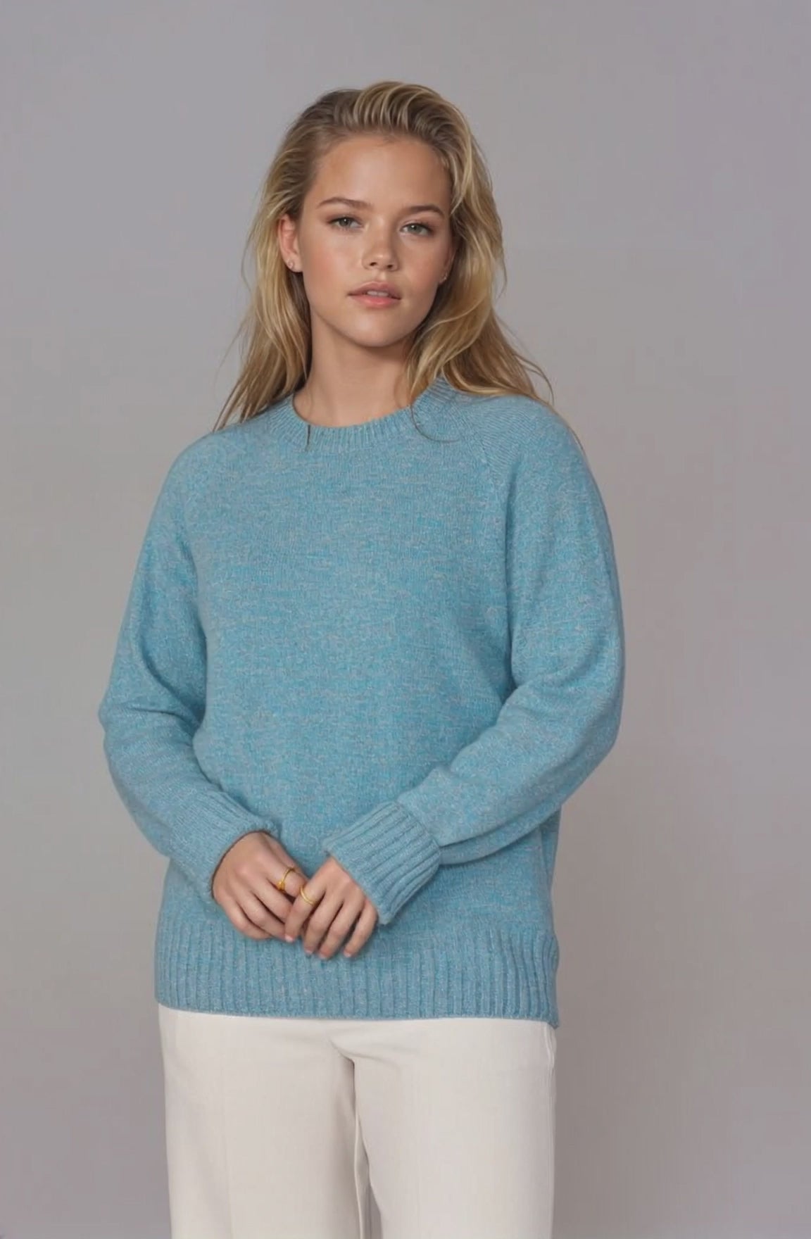 Womens Eco-Cashmere Wool Jumper - Blue Twist